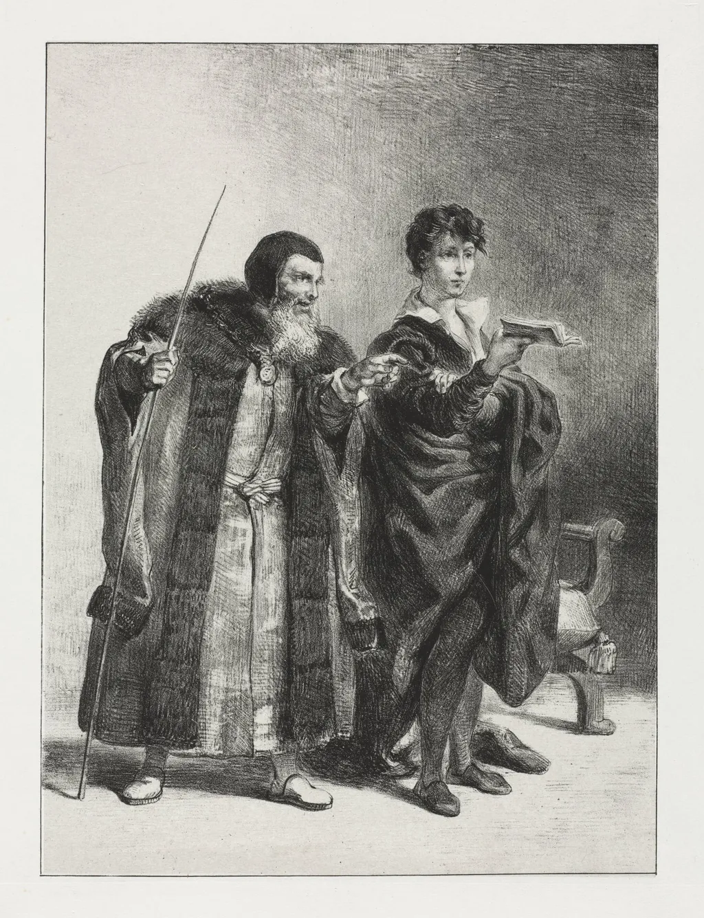 Hamlet: Polonius and Hamlet, by Eugène Delacroix, 1834