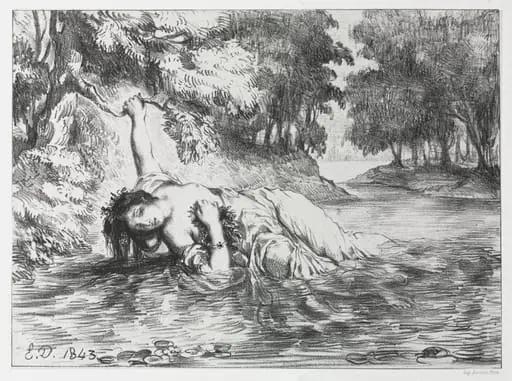 Hamlet:  The Death of Ophelia, by Eugène Delacroix