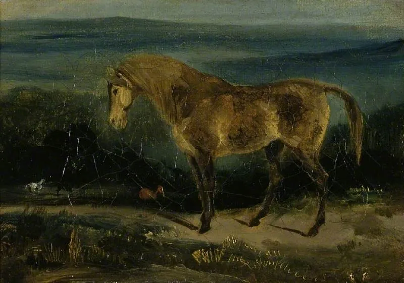 Horse in a Landscape, by Eugène Delacroix, oil, 1840