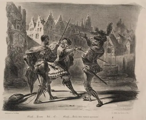 Illustrations for Faust: Duel of Faust and of Valentin, by Eugène Delacroix