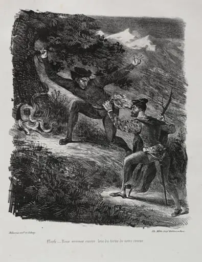 Illustrations for Faust: Faust and Méphistophélés in the mountains of the Hartz, by Eugène Delacroix