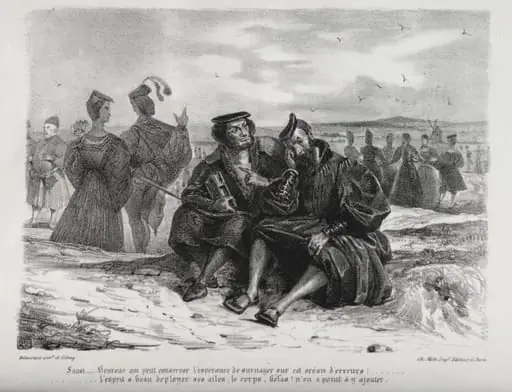 Illustrations for Faust:  Faust and Wagner, by Eugène Delacroix