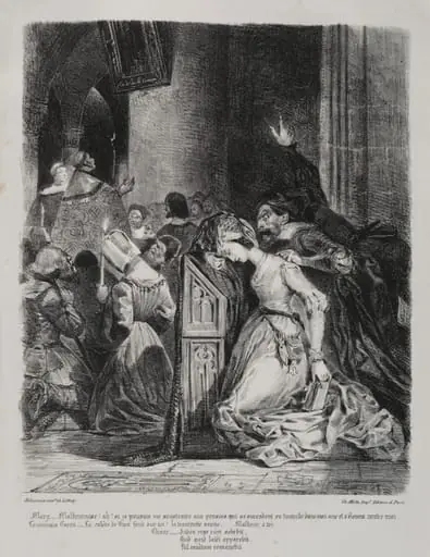 Illustrations for Faust: Marguerite at church, by Eugène Delacroix