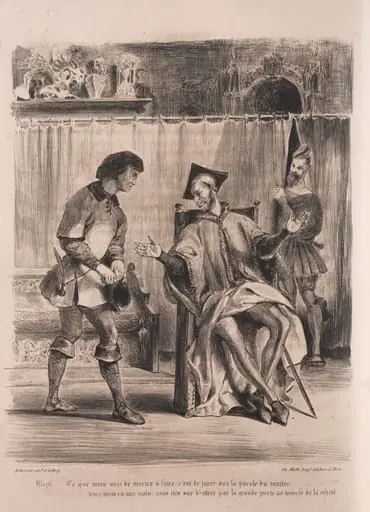 Illustrations for Faust: Méphistophélé receives the schoolboy, by Eugène Delacroix