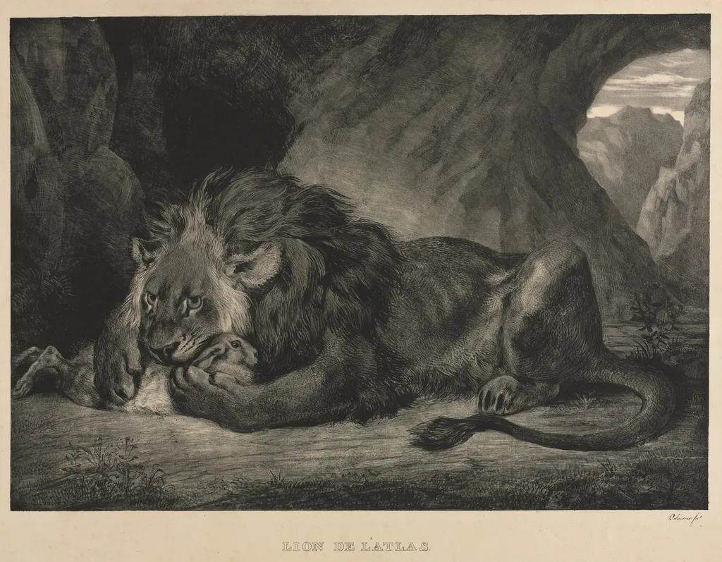 Lion of the Atlas Mountains, by Eugène Delacroix, 1829