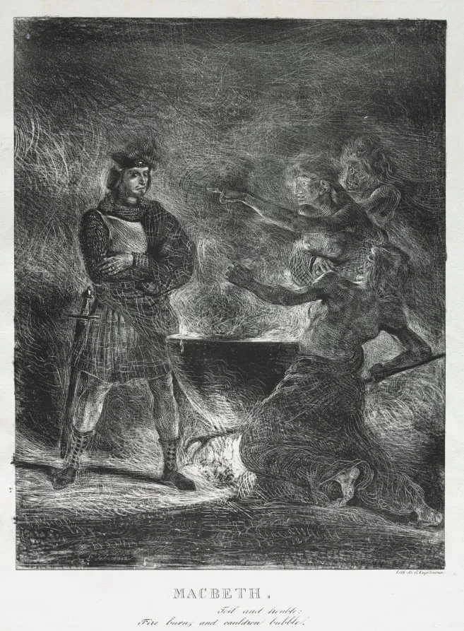 Macbeth Consulting the Witches, by Eugène Delacroix, 1825