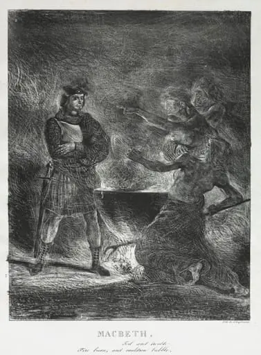 Macbeth Consulting the Witches, by Eugène Delacroix