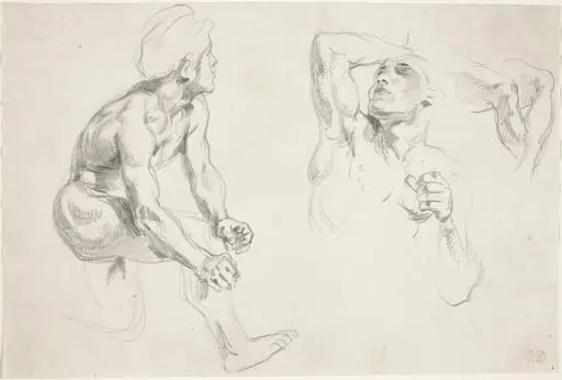 Male Nude Posing for Figures in the "Frise de la Guerre", by Eugène Delacroix