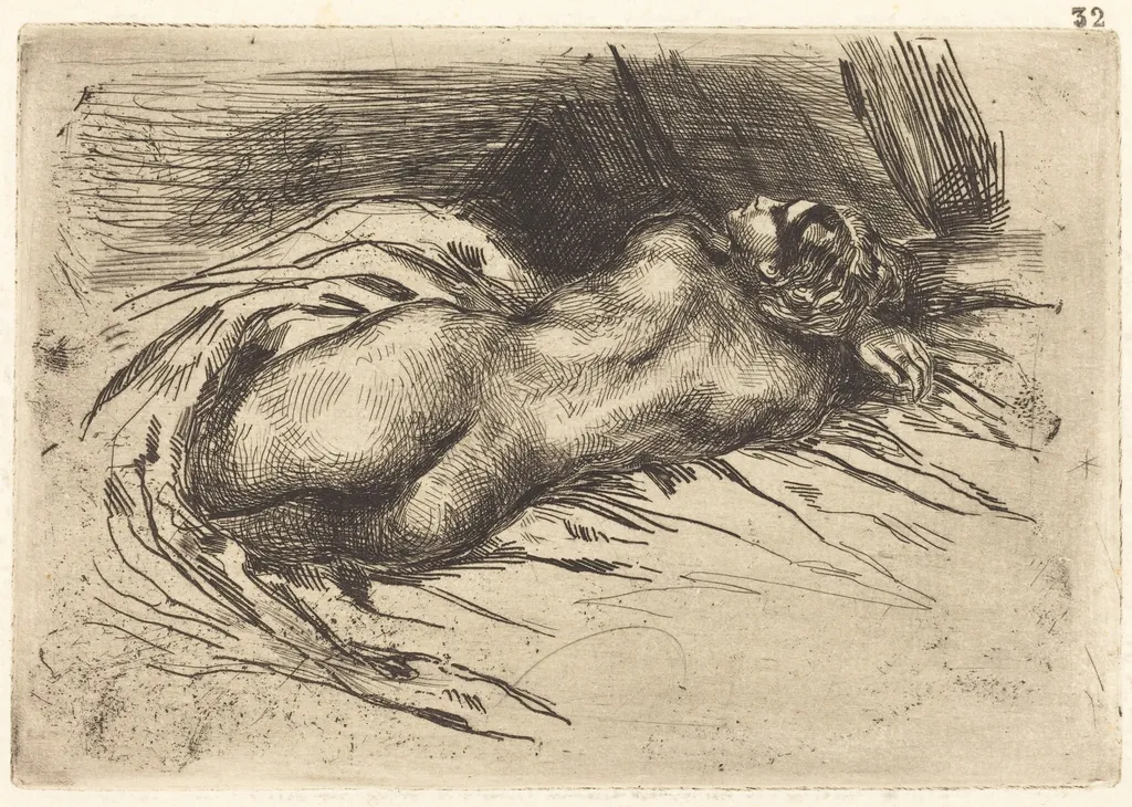 Study of a Woman, Viewed from the Back (Étude de femme vue de dos), by Eugène Delacroix, ink, 1833