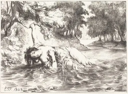 The Death of Ophelia (Act IV, Scene VII), by Eugène Delacroix