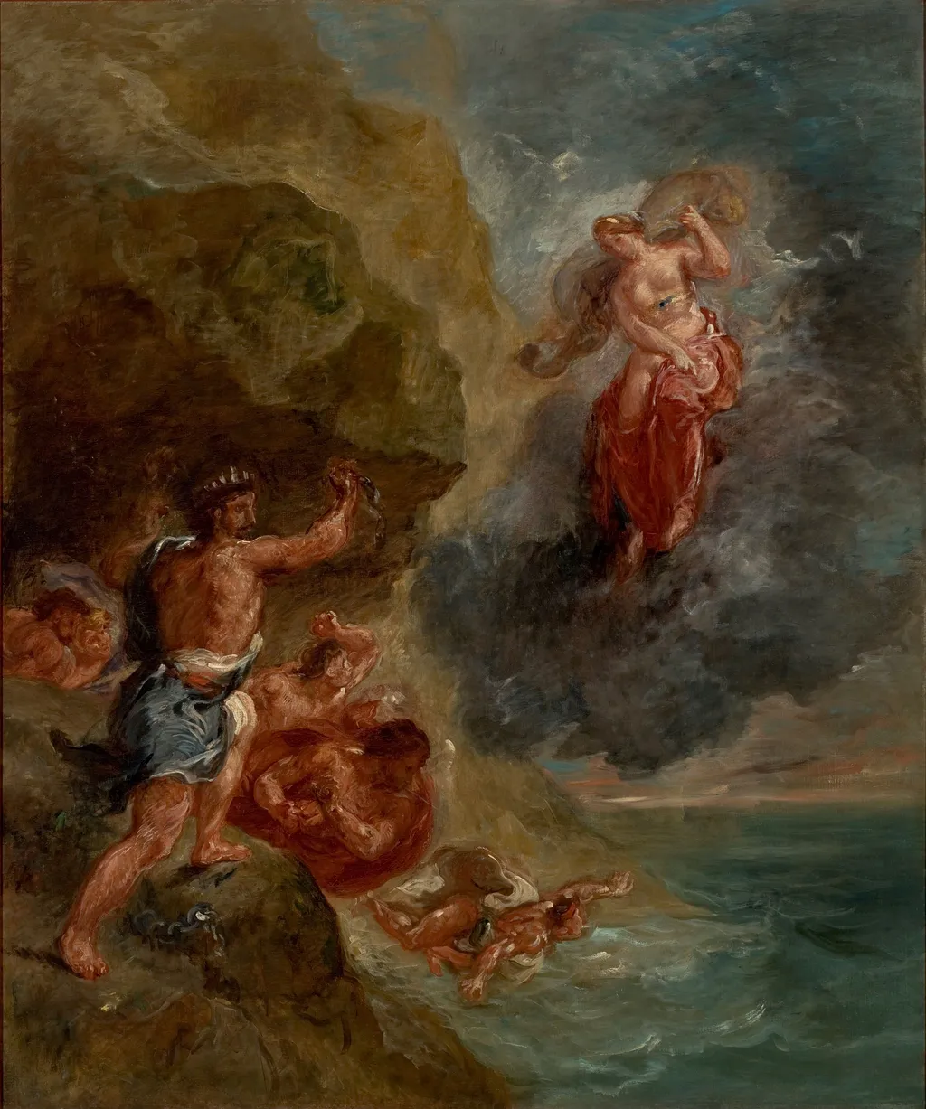 The Winter - Juno beseeches to destroy Eneas' Fleet, by Eugène Delacroix, oil, 1850