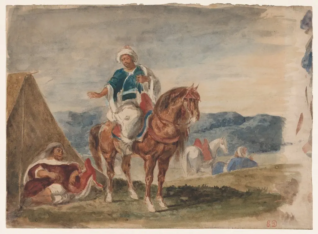 Three Arab Horsemen at an Encampment, by Eugène Delacroix