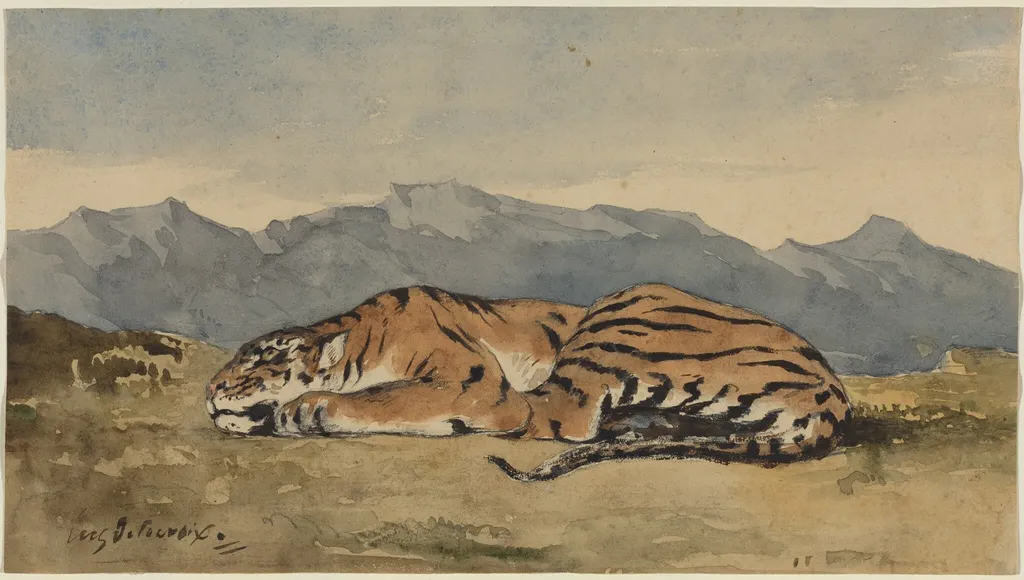 Tiger, by Eugène Delacroix, watercolor, 1830