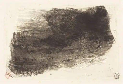 Tiger Sleeping at the Entrance to its Lair (Tigre couché à l'entrée de son antre), by Eugène Delacroix
