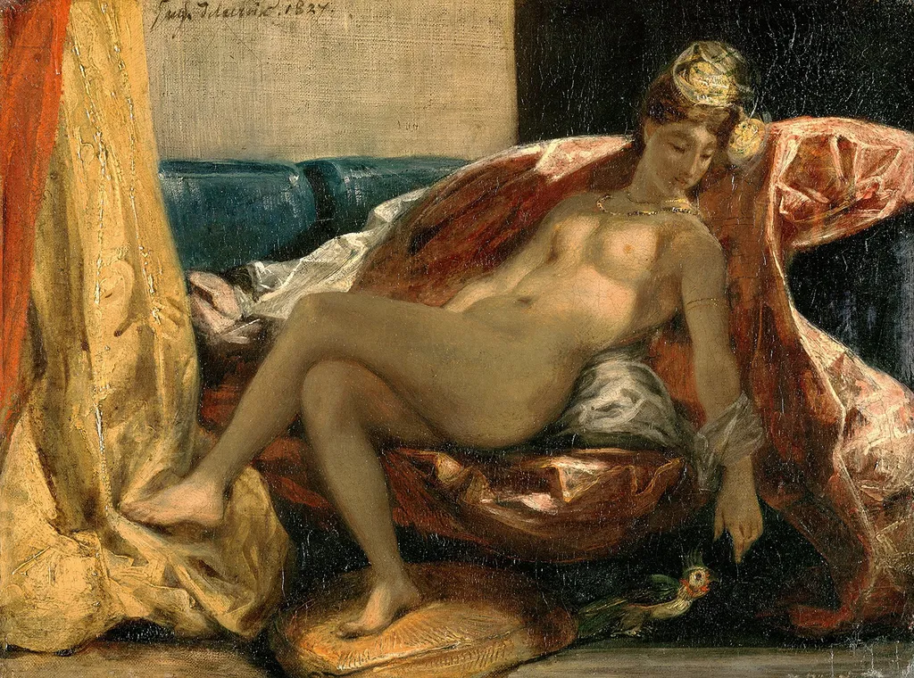 Woman with a Parrot, by Eugène Delacroix, oil, 1827