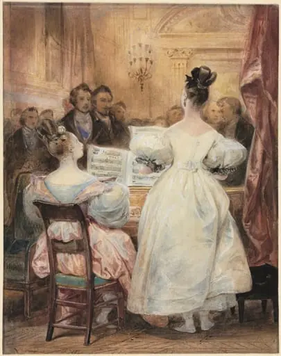 A Concert: Laura Devéria Singing, by Eugène Devéria
