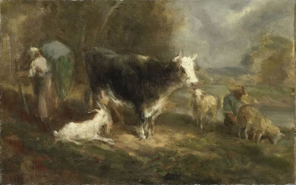 Farmyard with Cattle, by Eugène Fromentin