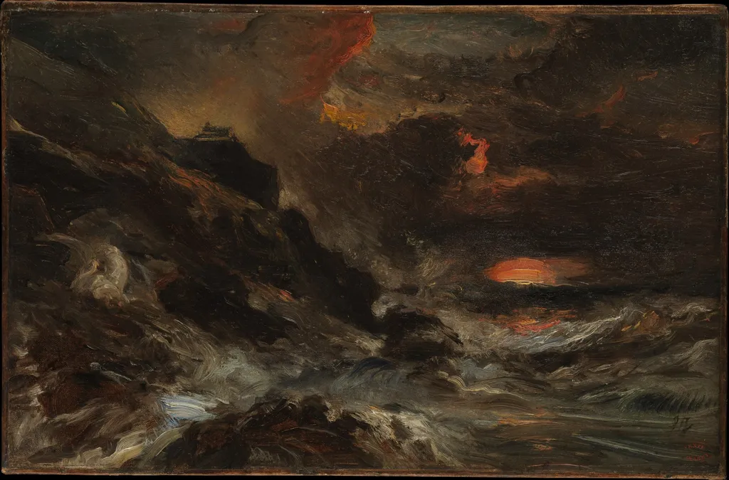 A Storm off the Normandy Coast, by Eugène Isabey, unspecified, 1855