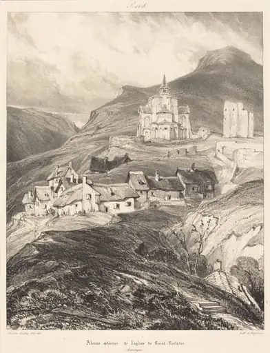 Abside de l'église de Saint-Nectaire, by Eugène Isabey