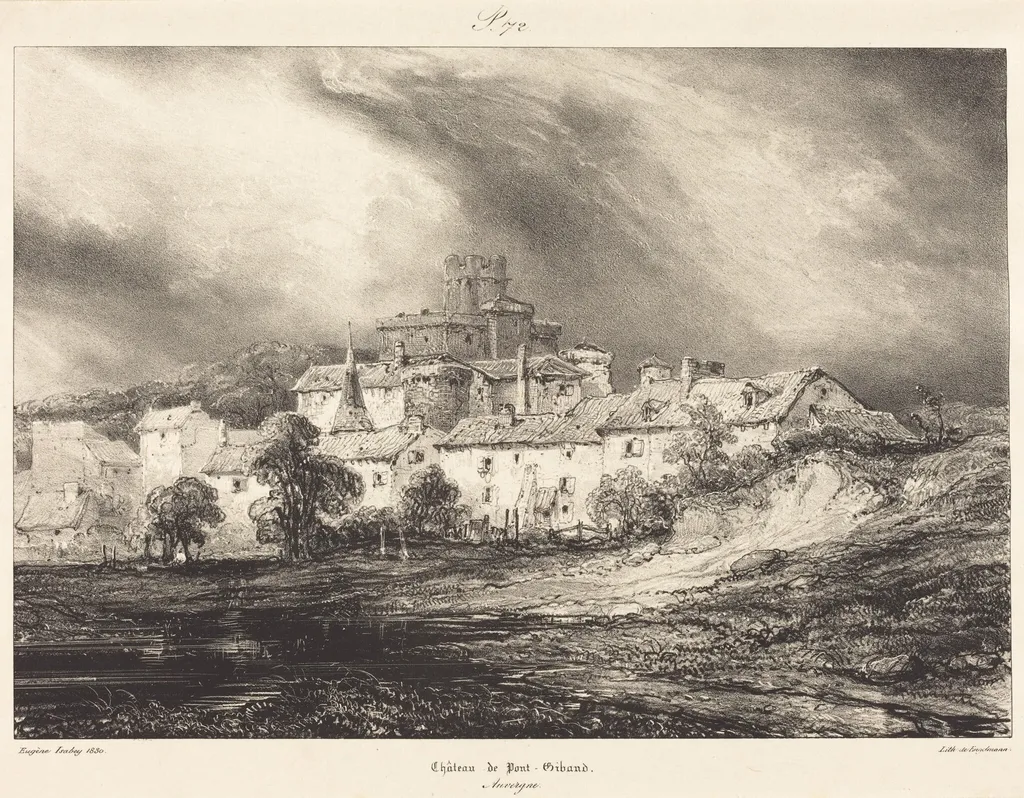 Château de Pont-Gibaud, by Eugène Isabey, ink, 1844