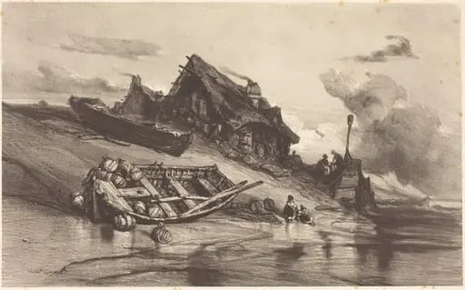 Chaumières de pêcheurs, by Eugène Isabey