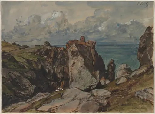 Cliffs by the Sea at Cézembre, Brittany, by Eugène Isabey