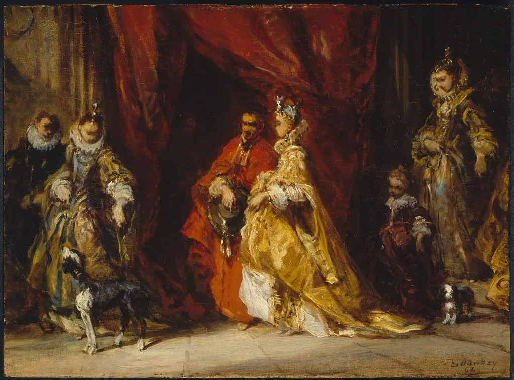 Courtiers in an Interior, by Eugène Isabey, unspecified, 1864