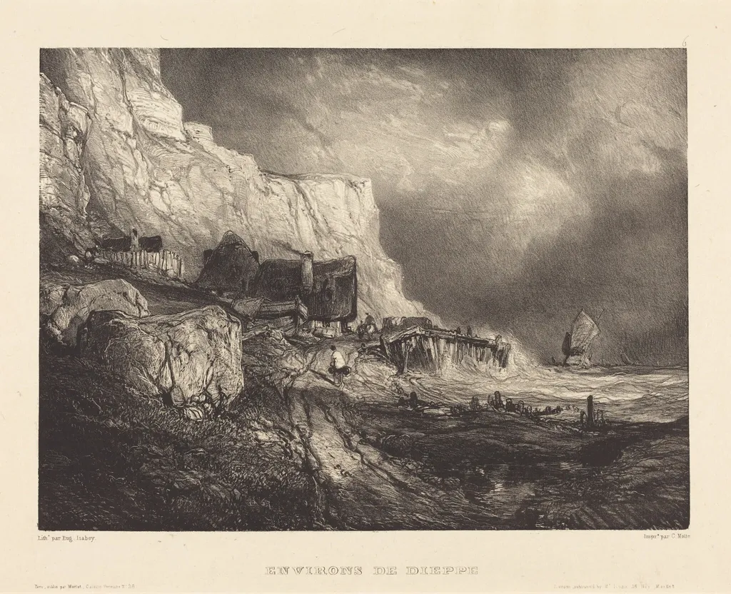 Environs de Dieppe, by Eugène Isabey, ink, 1832