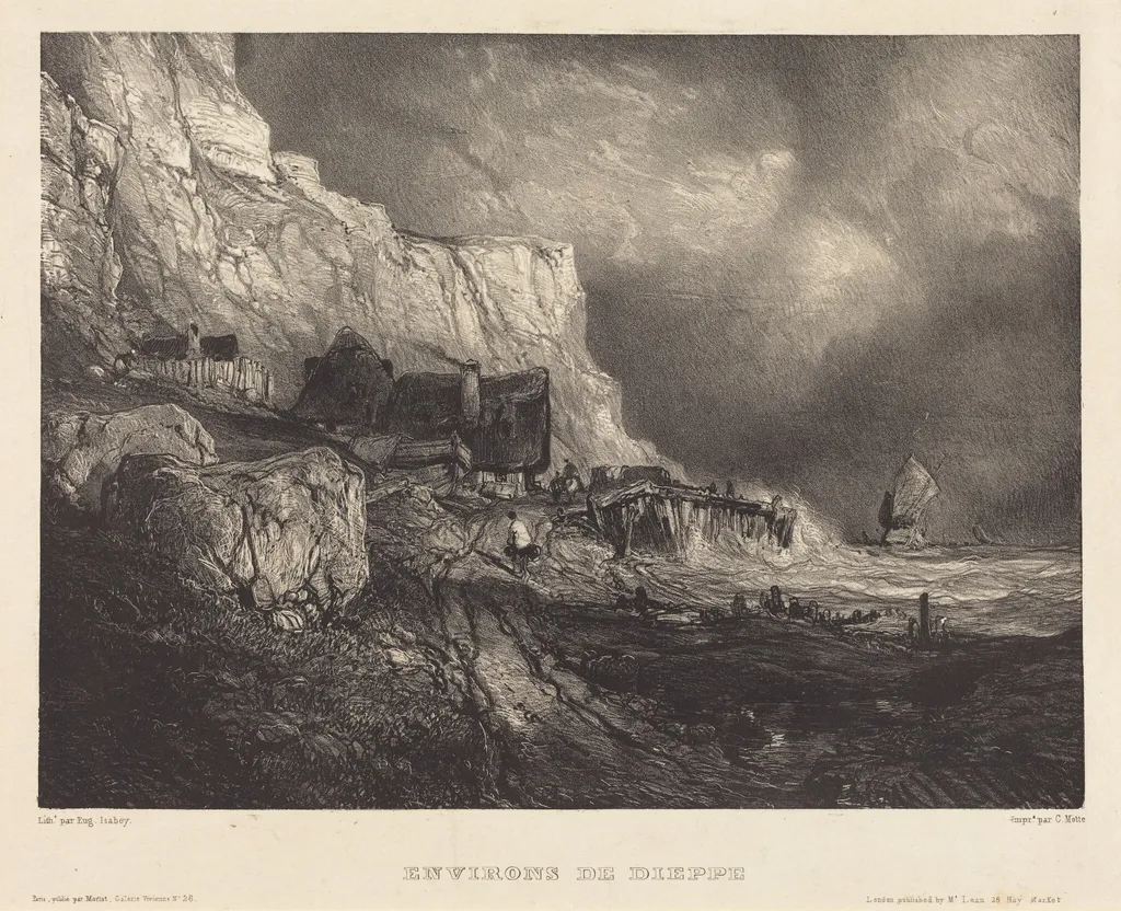 Environs de Dieppe, by Eugène Isabey, ink, 1833