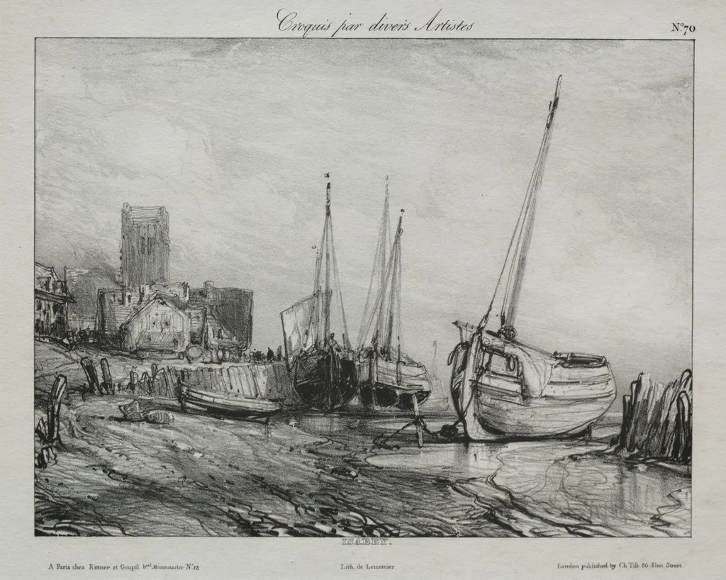 Fishing Boats along the Beach, by Eugène Isabey, 1830