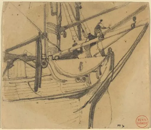 Men Repairing the Boom, by Eugène Isabey