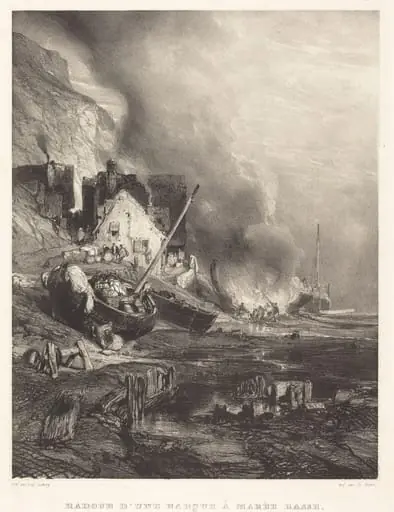 Radoub d'une Barque à la Marée Basse (Refitting of a Ship at Low Tide), by Eugène Isabey