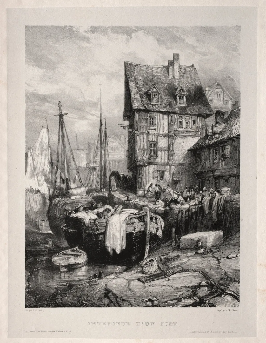 Six Marines: Intérieur d'un port, by Eugène Isabey, 1833