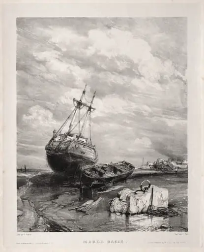 Six Marines: Marée basse, by Eugène Isabey
