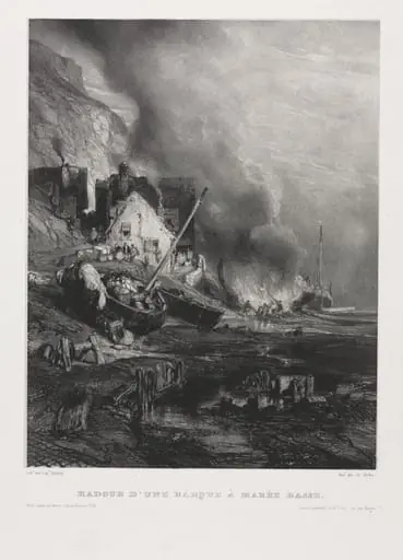 Six Marines: Refitting of a Boat at Low Tide, by Eugène Isabey