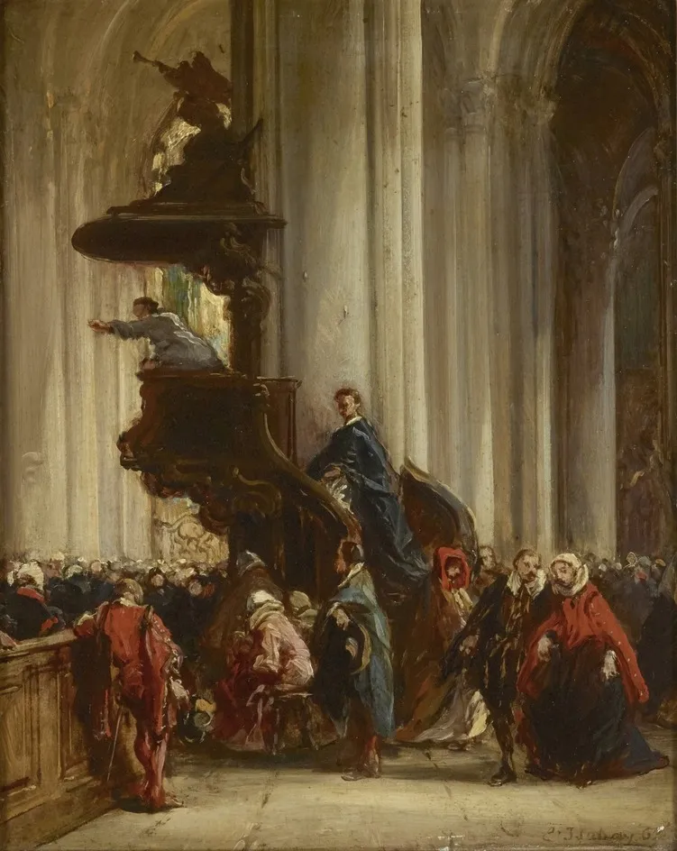 The Preacher, by Eugène Isabey, oil, 1863