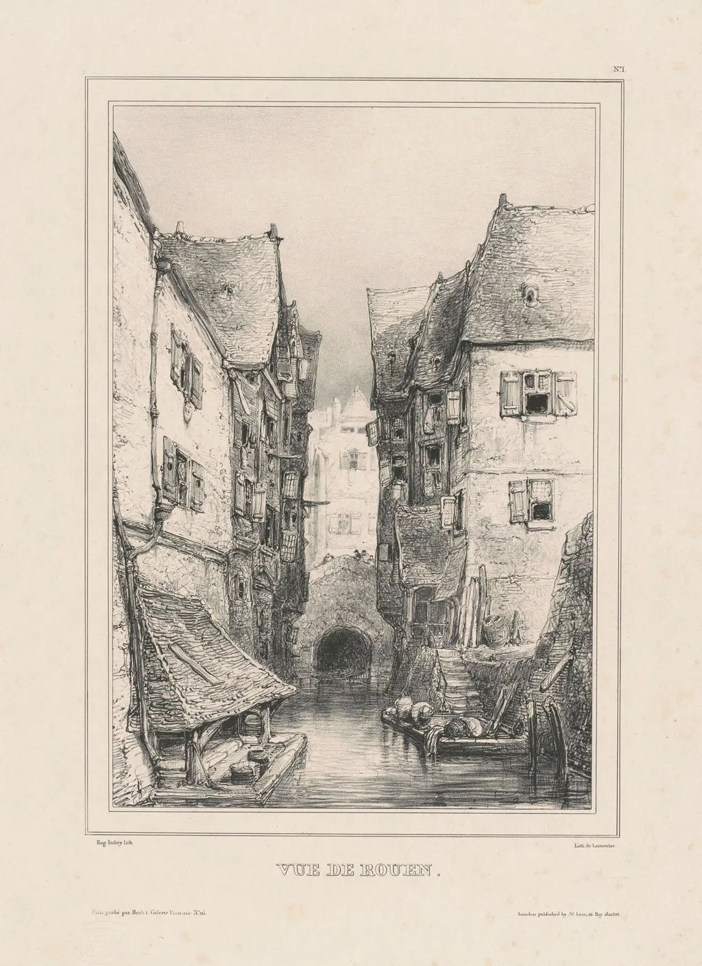 Vue de Rouen, by Eugène Isabey, ink, 1844