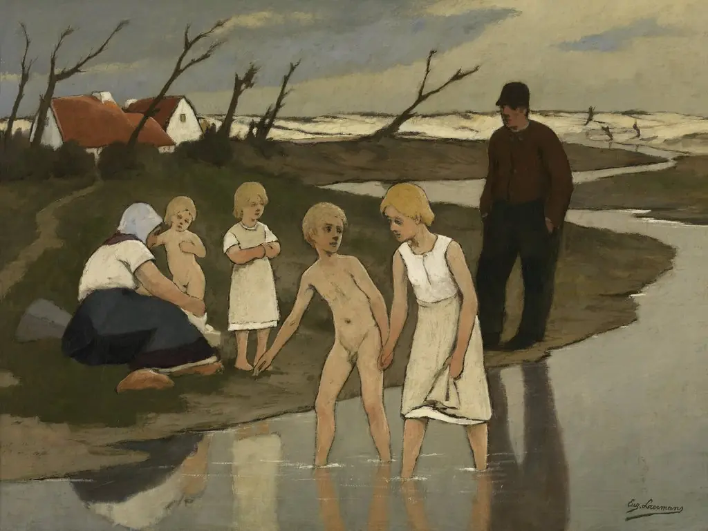 Bathing children, by Eugène Laermans