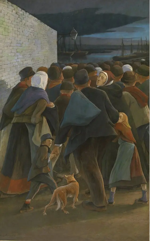 Emigrants - To the port., by Eugène Laermans