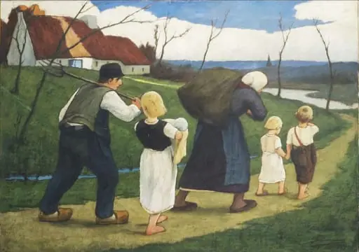 Întoarcerea de la câmp, by Eugène Laermans