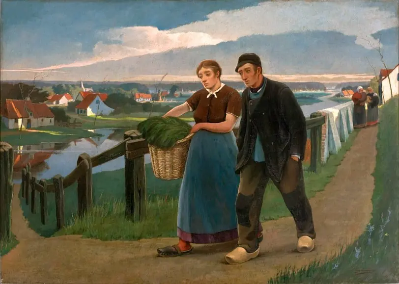 Landscape with a couple of peasants, by Eugène Laermans