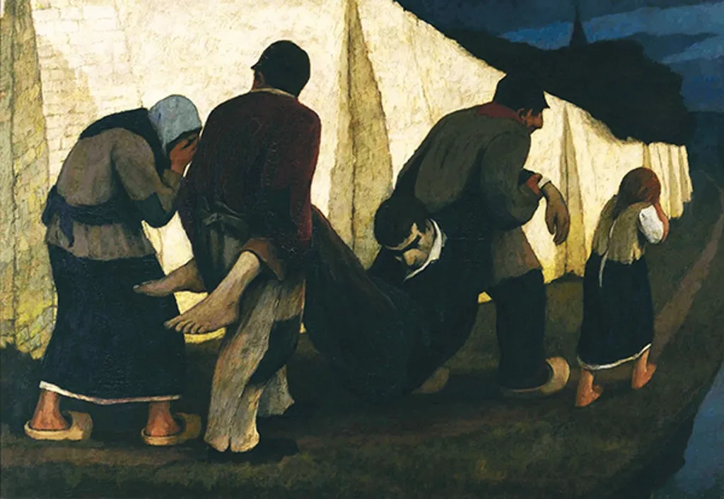 The dead, by Eugène Laermans, oil, 1904