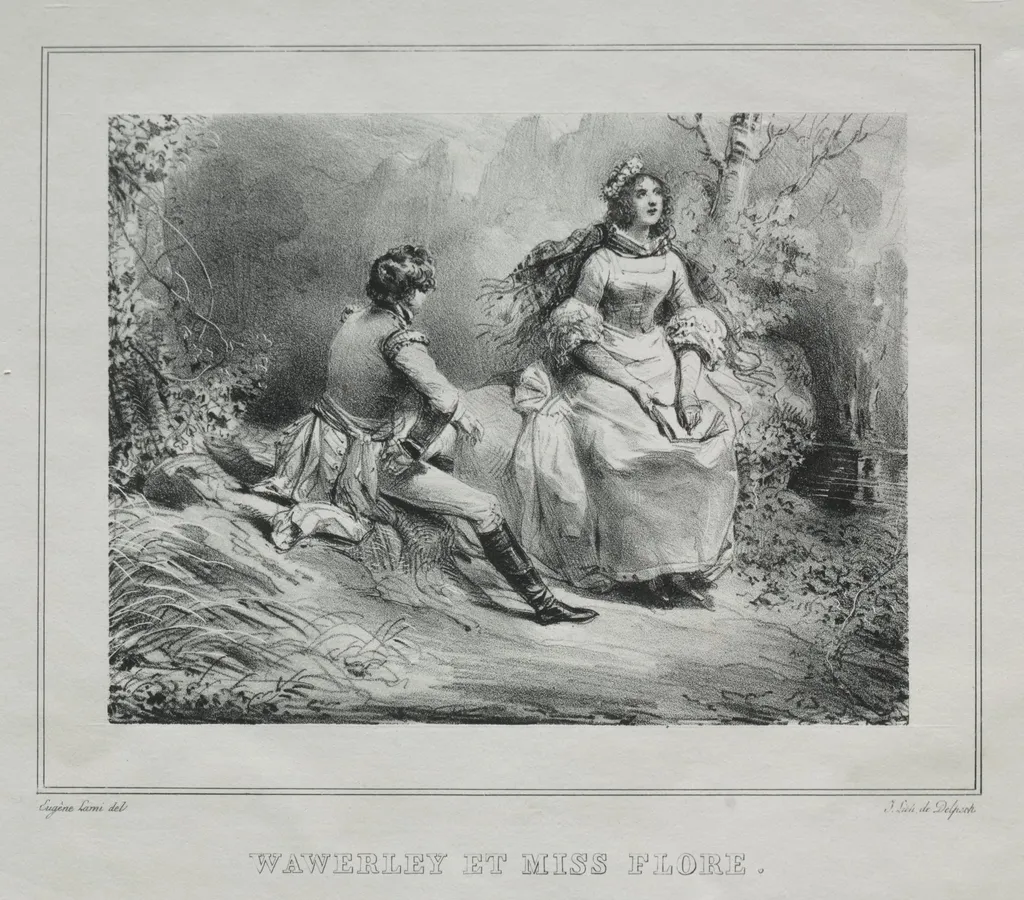 Picturesque Views of Scotland: Waverly and Miss Flora, by Eugène Lami, 1826