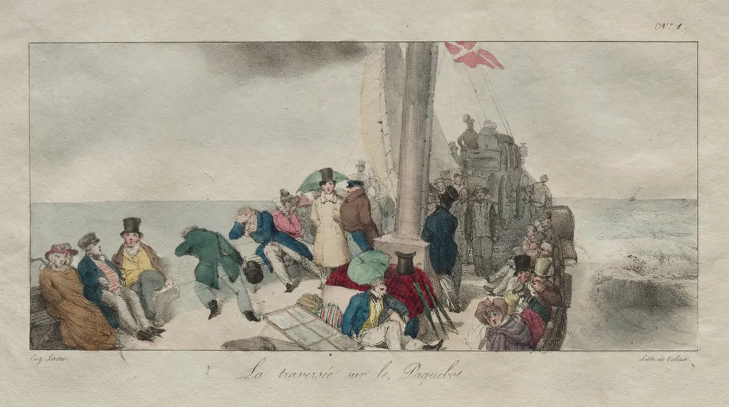 Souvenirs of London: Crossing on the Packet Boat, by Eugène Lami, 1826