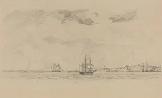 Coastal Landscape with Shipping, by Eugène Louis Boudin