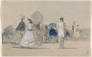 Crinolines on the Beach, by Eugène Louis Boudin