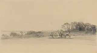L'Ile aux Moines with Figure and Cart, by Eugène Louis Boudin