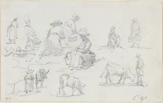 Peasants and Cows [recto], by Eugène Louis Boudin