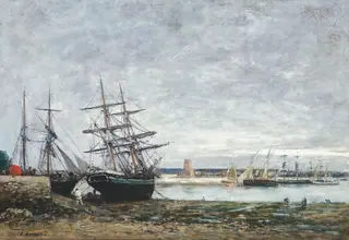 Port of Camaret low tide, by Eugène Louis Boudin