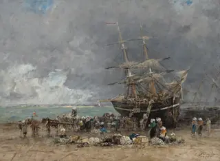 Return of the Terre-Neuvier, by Eugène Louis Boudin, 1875